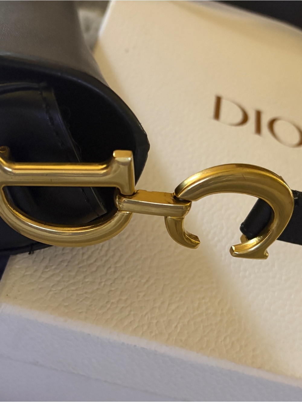 Dior Black Leather Saddle Crossbody w/Gold 'D'Charm check pictures read messages - Picture 9 of 15